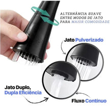 Carregar imagem no visualizador da galeria, Torneira de cozinha preta de parede com jato duplo flexível e base cônica de 1/4
