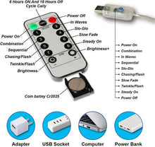 Carregar imagem no visualizador da galeria, Cortina de luzes de Natal LED com 8 modos de iluminação, controle remoto e conexão
