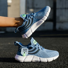 Carregar imagem no visualizador da galeria, Tênis esportivo casual masculino, respirável e leve, em mesh, preto, para corrida
